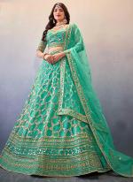 Premium Butterfly Net Sky Rama Bridal Wear Embroidery Work Lehenga Choli